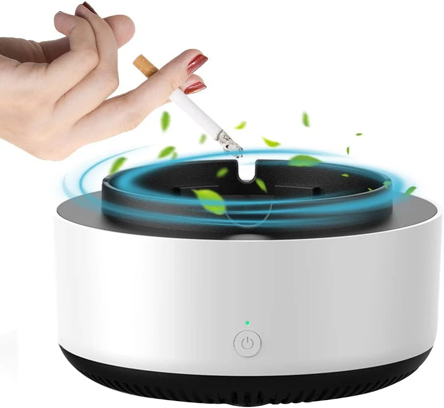 Scrumiera Electrica, cu Aspiratie Directa, Puri de Aer cu Ioni Negativi, Odorizant Eliminarficatorea Mirosurilor Neplacute, Fumului de Tigara, Oprire Automata