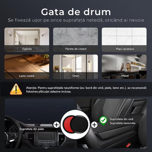 "Suport Magnetic Auto Rotativ 360° - Fixare Sigură și Ajustare Ușoară pentru Smartphone-uri"