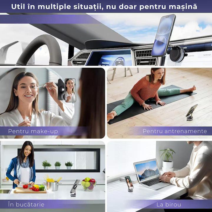 "Suport Magnetic Auto Rotativ 360° - Fixare Sigură și Ajustare Ușoară pentru Smartphone-uri"