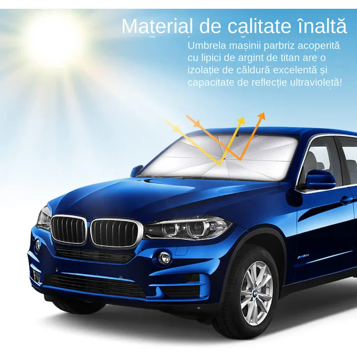 Parasolar pliabil tip umbrela pentru parbrizul masinii